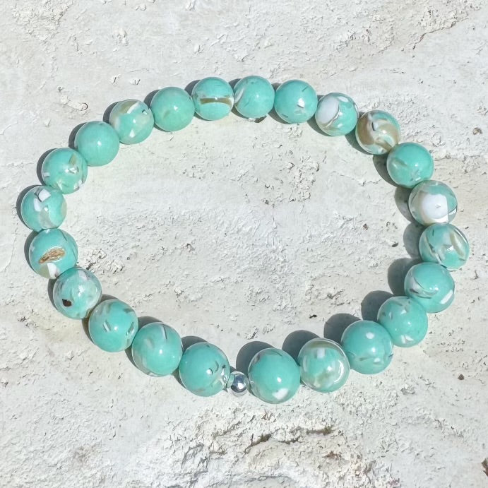 Stabilized Turquoise with Australian Seashell Bracelet