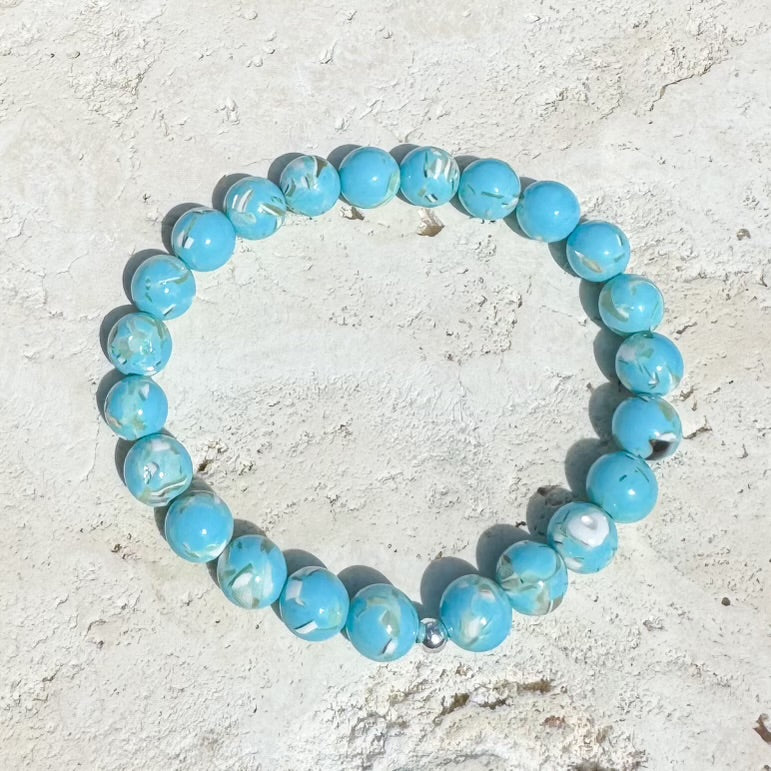 Stabilized Turquoise with Australian Seashell Bracelet