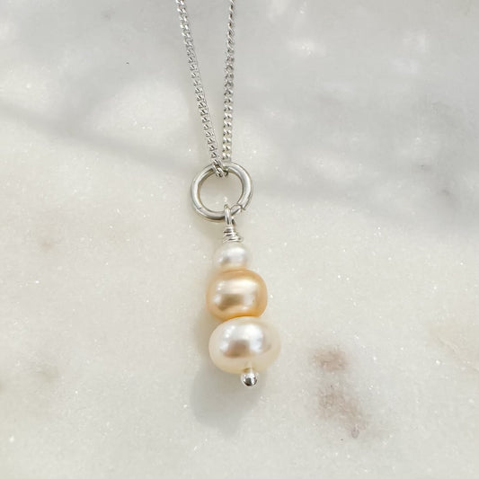 Petite Trio Pearl Drop Necklace