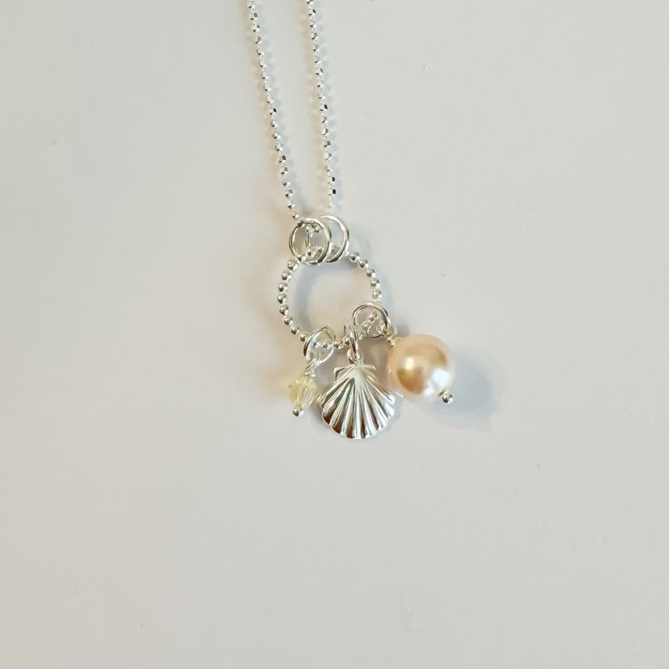 Shell & Pearl Charm Necklace