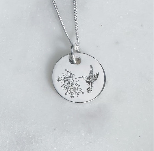 Hummingbird Disc Necklace