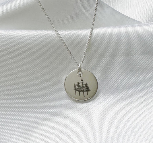 Pine Tree Disc Necklace