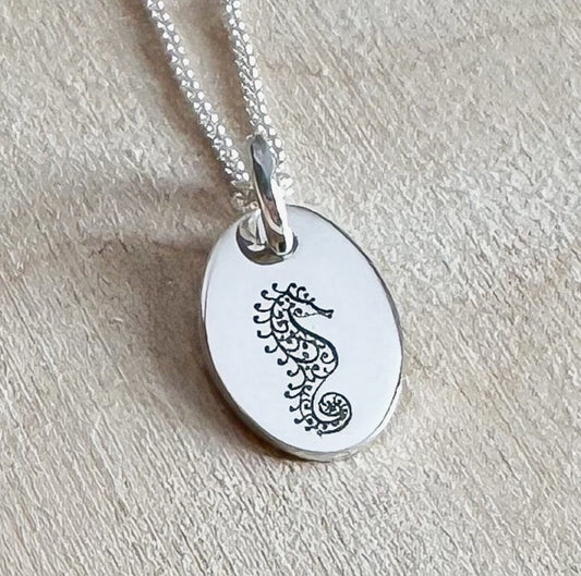 Seahorse Disc Necklace